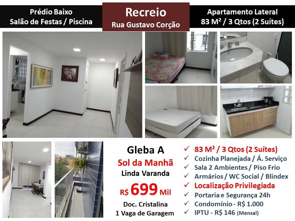 Apto Recreio Gleba A Gustavo Corção 83M²
