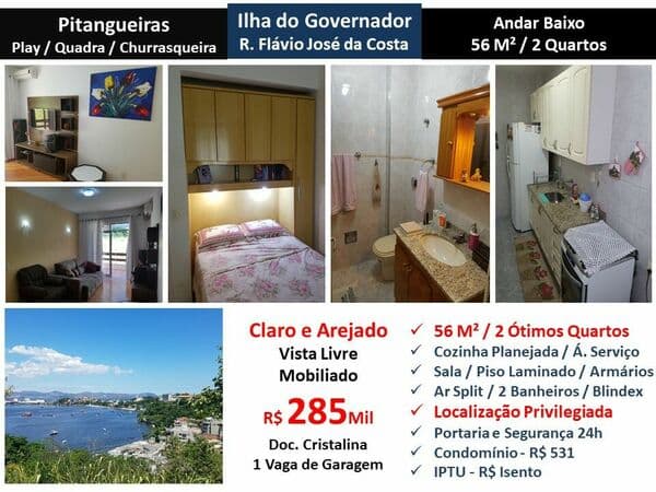Apto Ilha do Governador Pitangueiras 56M²
