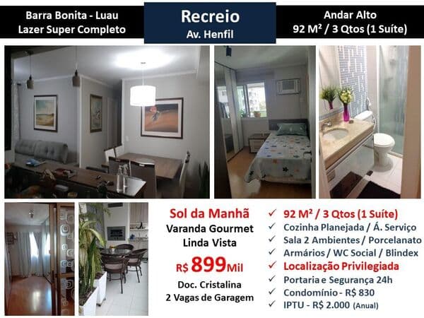 Apto Recreio Barra Bonita Luau 92M² 3