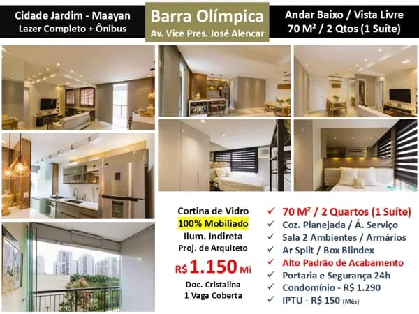 Apto Barra Olímpica Cidade Jardim Maayan 70M²