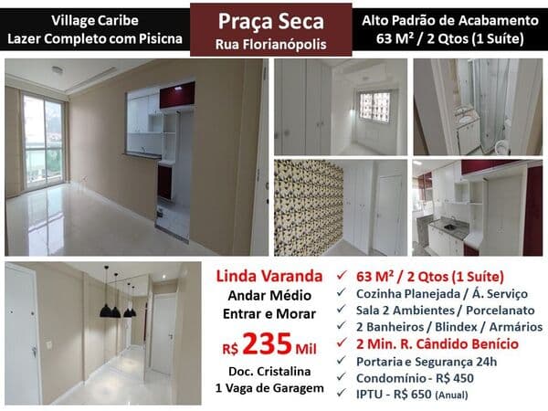 Apto JPA Praça Seca Florianópolis Village Caribe 63M²