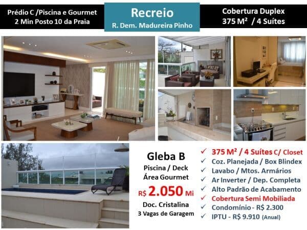 Cob Recreio Gleba B Praia Madureira Pinho 375M²