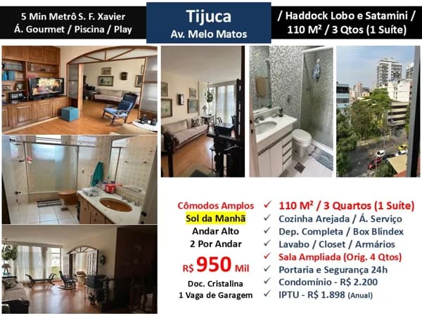Apto Tijuca Melo Matos 110M²