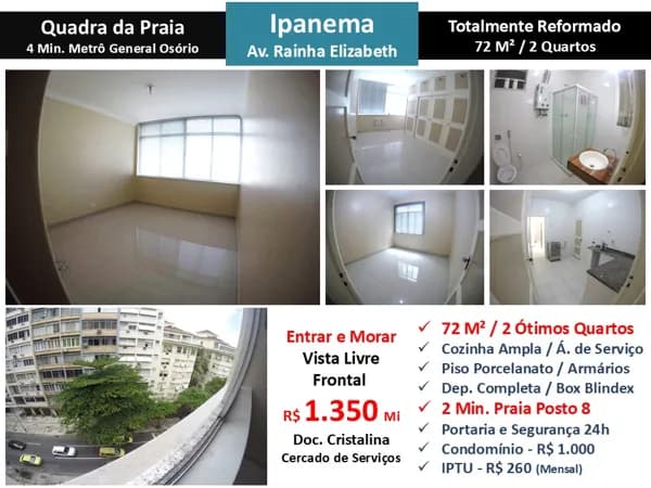 Apto Ipanema Rainha Elizabeth 72M²