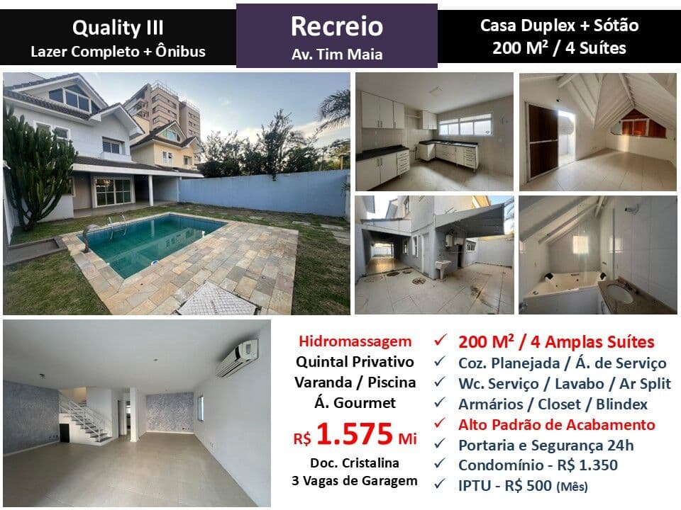 Casa Recreio Zico Quality 3 200M²