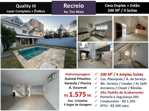 Casa Recreio Zico Quality 3 200M²