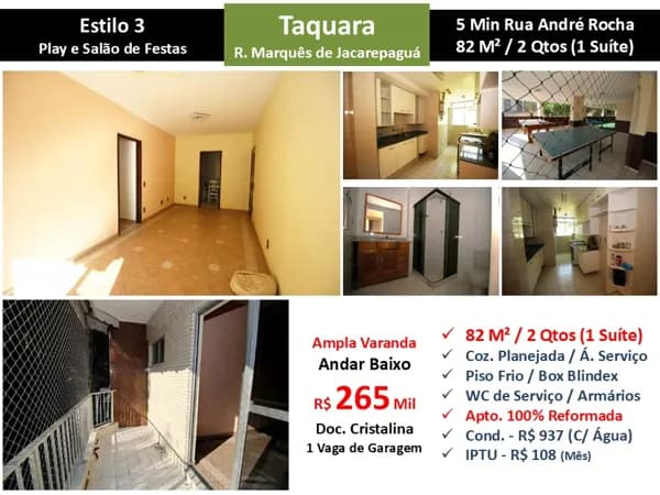 Apto JPA Taquara Marquês de Jacarepaguá Estilo 3 82M²