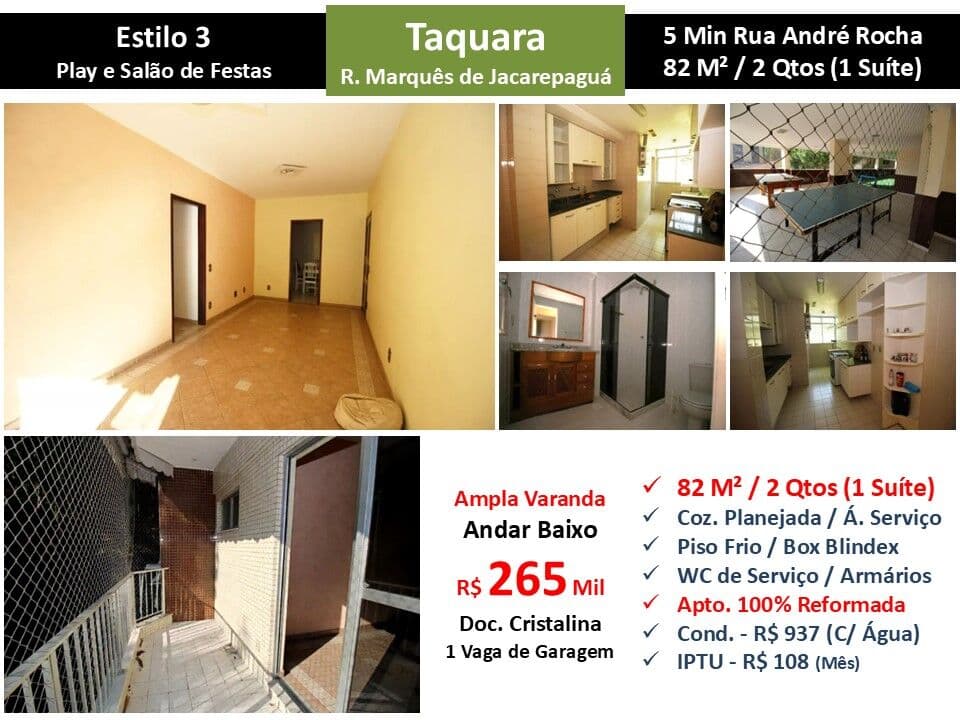 Apto JPA Taquara Marquês de Jacarepaguá Estilo 3 82M²