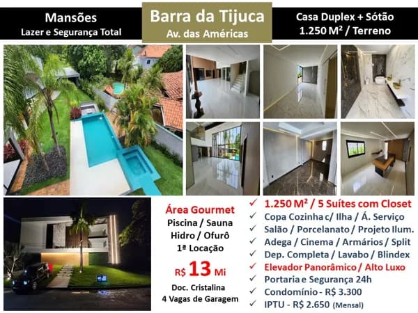 Casa Barra da Tijuca Mansões 1250M²