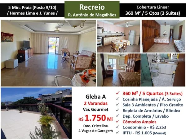 Cob Recreio Gleba A Praia Antonio de Magalhaes 360M² Linear