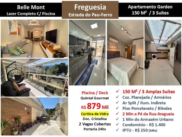 Apto JPA Freguesia Pau Ferro Belle Mont 150M² Garden