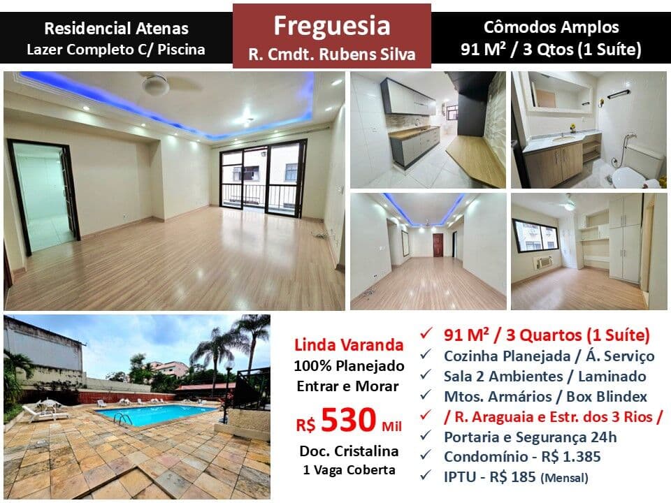 Apto JPA Freguesia Residencial Atenas 91M²
