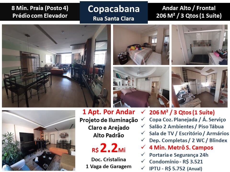 Apto Copacabana Santa Clara 206M²