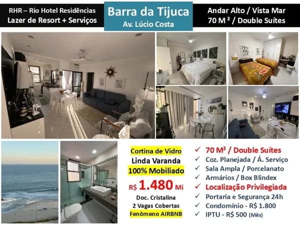 Apto Barra da Tijuca Praia Barra RHR 70M²
