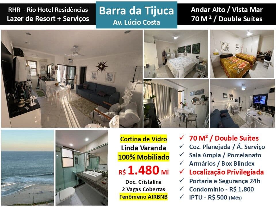 Apto Barra da Tijuca Praia Barra RHR 70M²