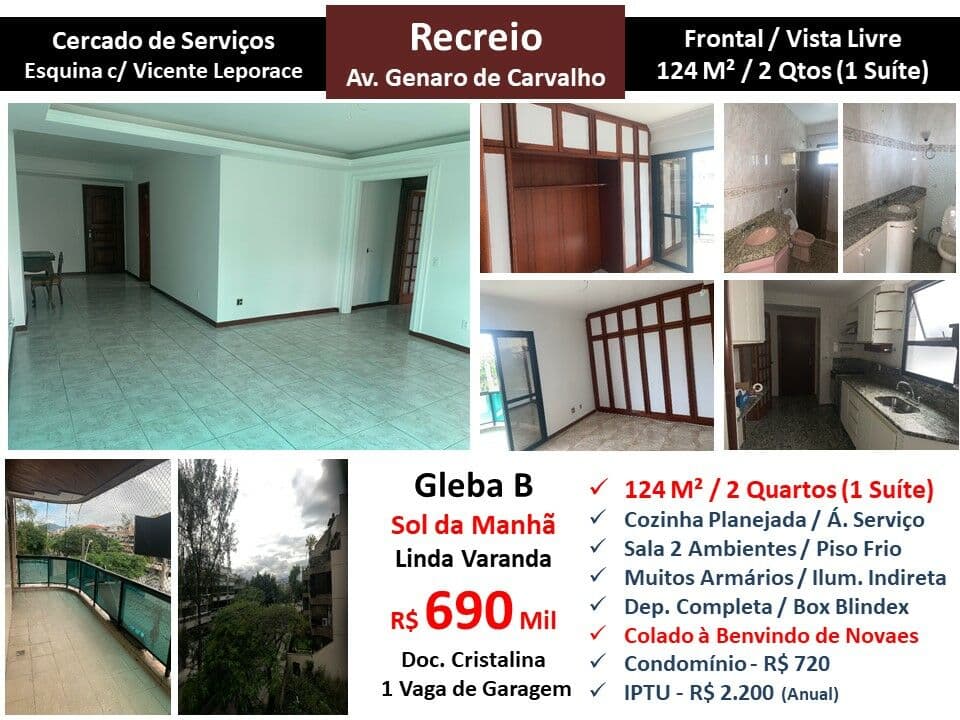 Apto Recreio Gleba B Genaro de Carvalho 124M²