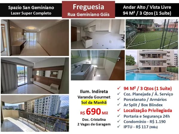 Apto JPA Freguesia Spazio San Geminiano 94M²