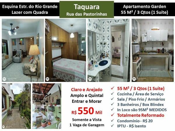 Apto JPA Taquara Pastorinhas 55M² Garden