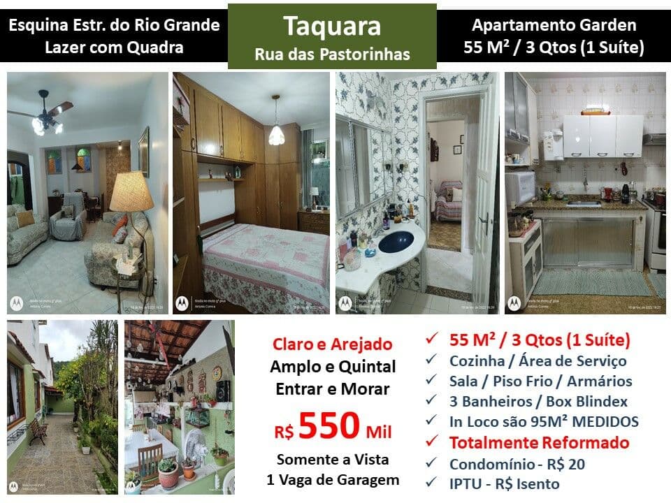 Apto JPA Taquara Pastorinhas 55M² Garden