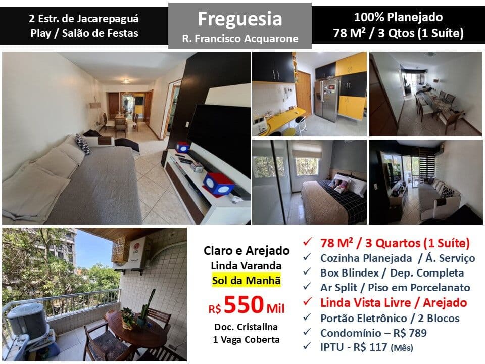 Apto JPA Freguesia Francisco Acquarone 78M²