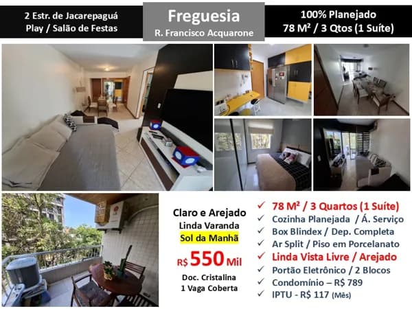 Apto JPA Freguesia Francisco Acquarone 78M²