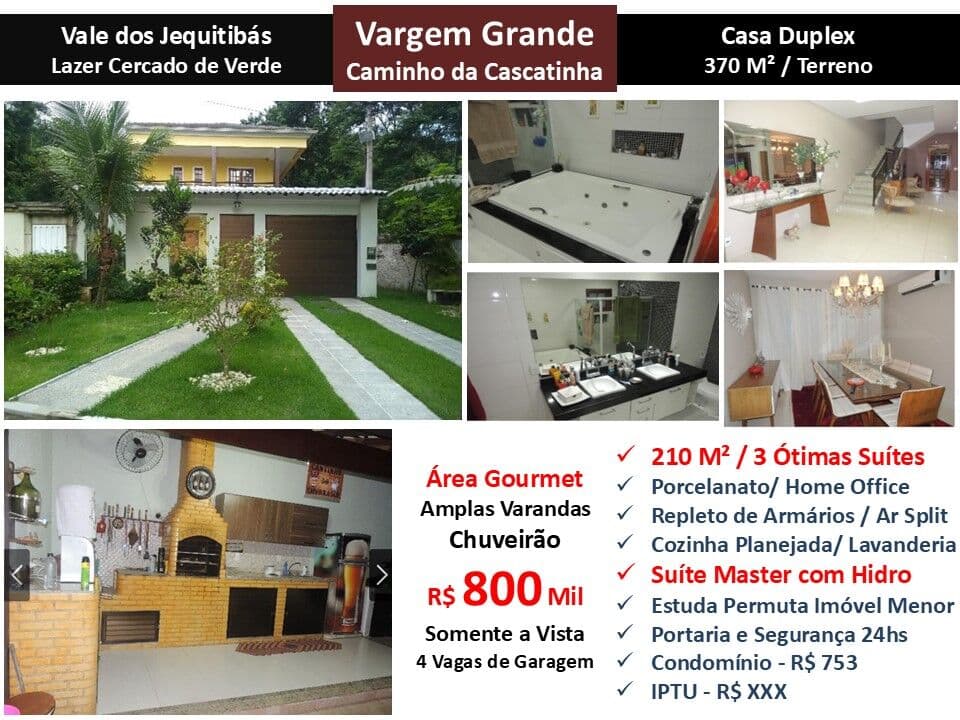 Casa Vargem Grande Vale dos Jequitibás 210M²