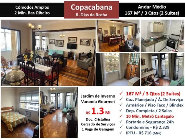 Apto Copacabana Dias da Rocha 167M² 2