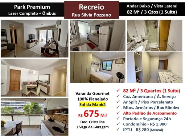Apto Recreio Zico Park Premium 82M²