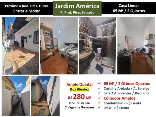 Casa Jardim América Píres Salgado 65M² Linear