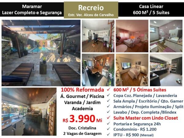 Casa Recreio Maramar 600M² Linear