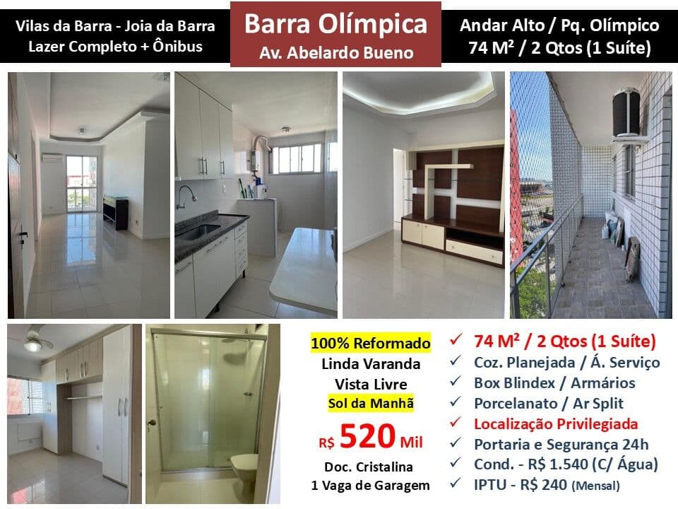 Apto Barra Olímpica Vilas da Barra Joia da Barra 74M²