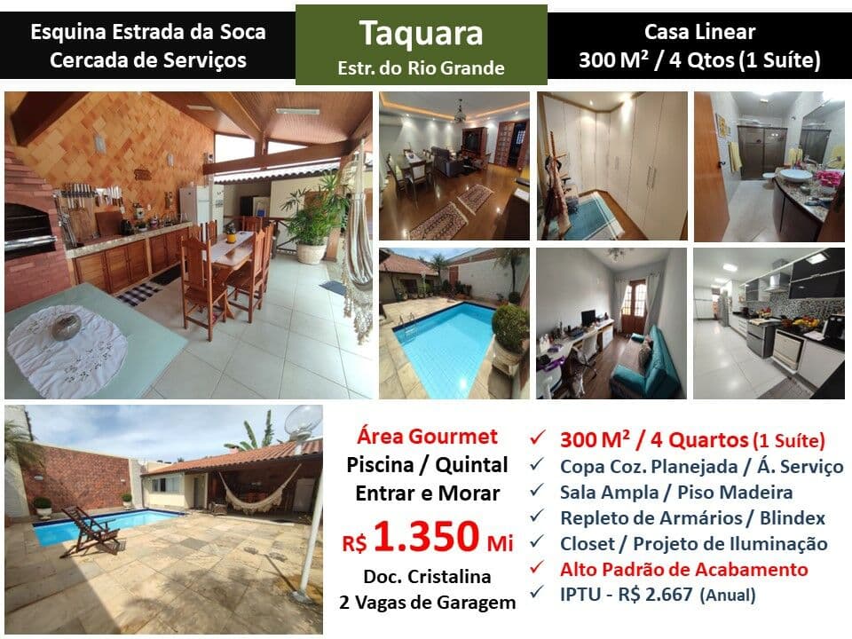 Casa JPA Taquara Rio Grande 300M² Linear