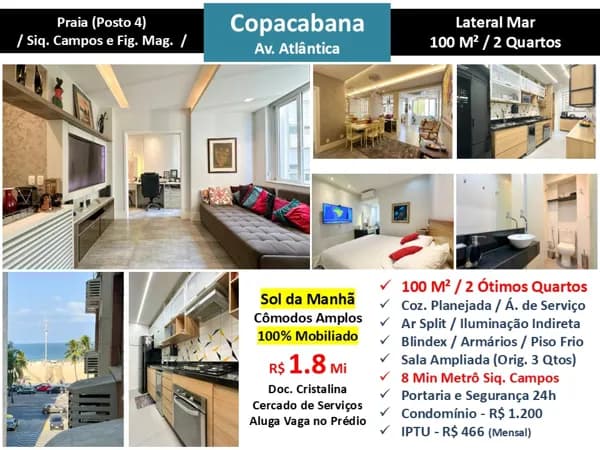 Apto Copacabana Praia Atlântica 100M² 2