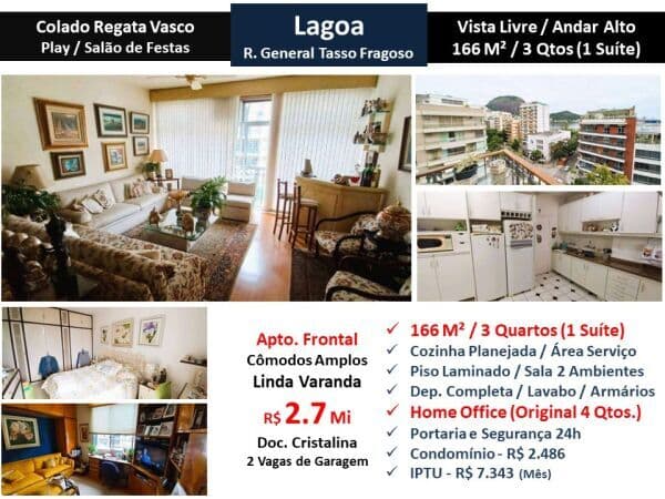 Apto Lagoa Gen. Tasso Fragoso 166M² 2