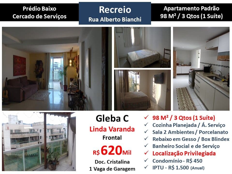 Apto Recreio Gleba C Alberto Bianchi 98M²