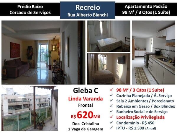 Apto Recreio Gleba C Alberto Bianchi 98M²