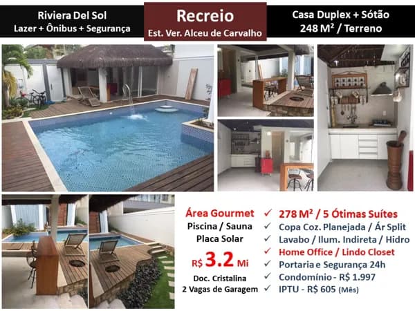Casa Recreio Riviera Del Sol 278M²