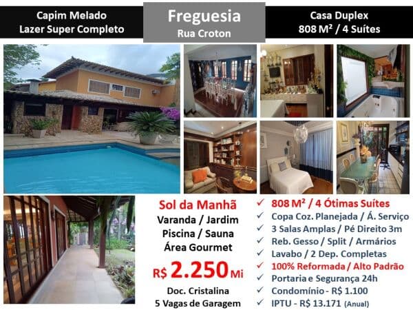 Casa JPA Freguesia Capim Melado 808M²
