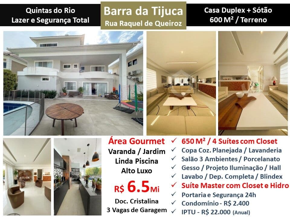 Casa Barra da Tijuca Quintas do Rio 650M²