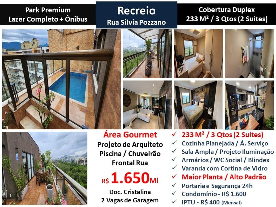 Cob Recreio Zico Park Premium 233M² 2