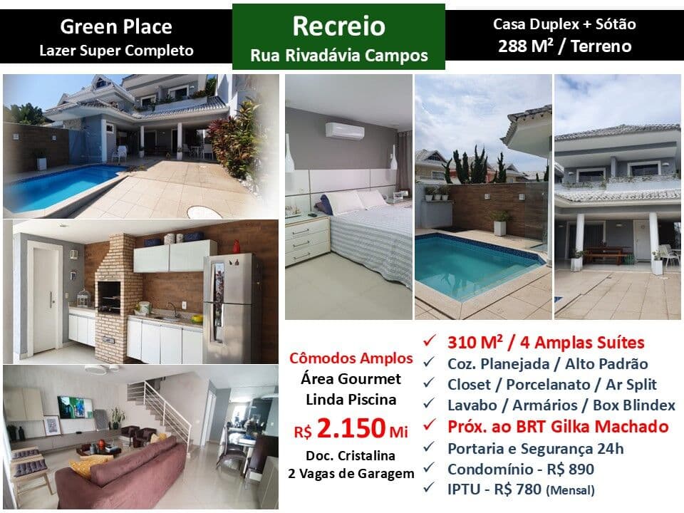 Casa Recreio Zico Green Place 310M²