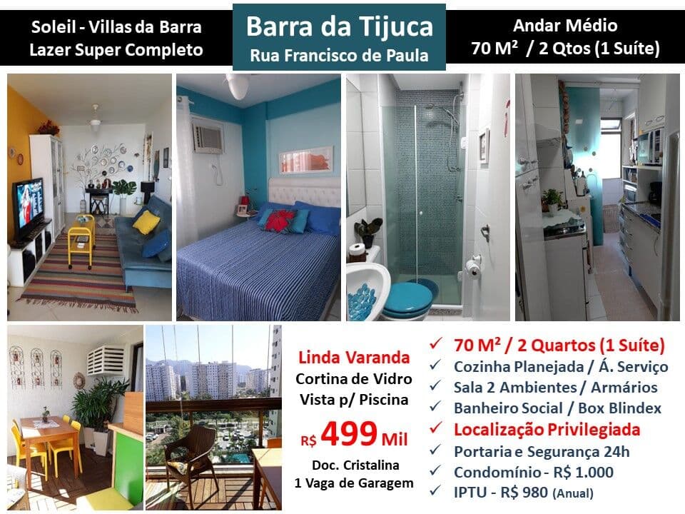 Apto Barra da Tijuca Curicica Soleil 70M²