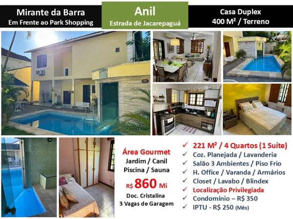 Casa JPA Anil Mirante da Barra 221M²