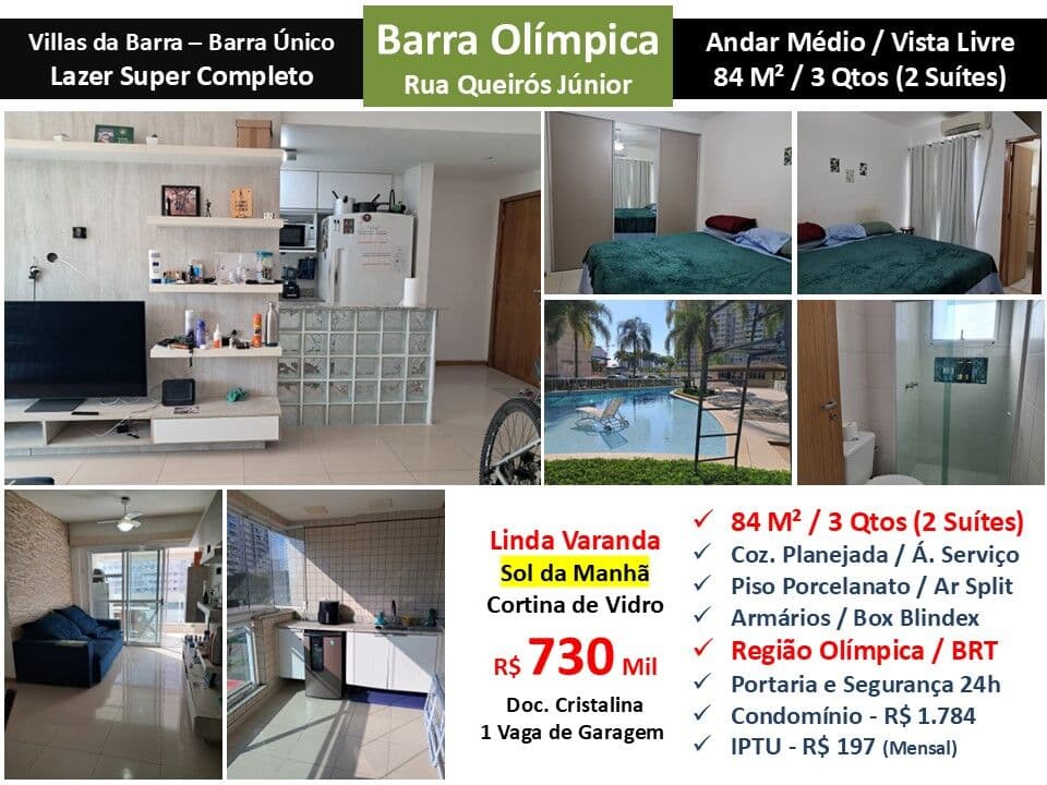 Apto Barra Olímpica Vilas da Barra Barra Único 84M²