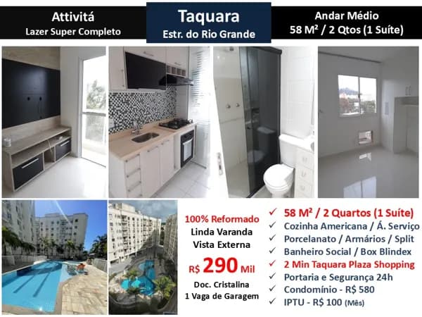 Apto JPA Taquara Ativita Rio Grande 58M²