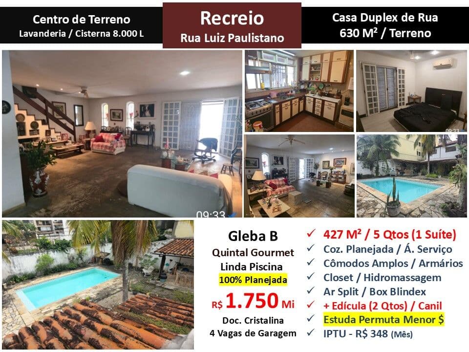 Casa Recreio Gleba B Luiz Paulistano 427M²