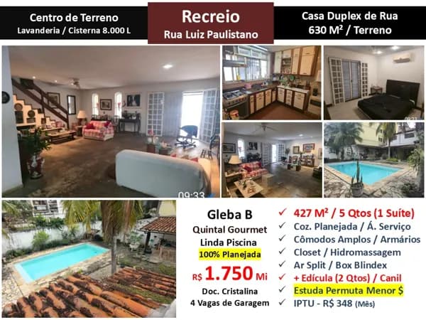 Casa Recreio Gleba B Luiz Paulistano 427M²