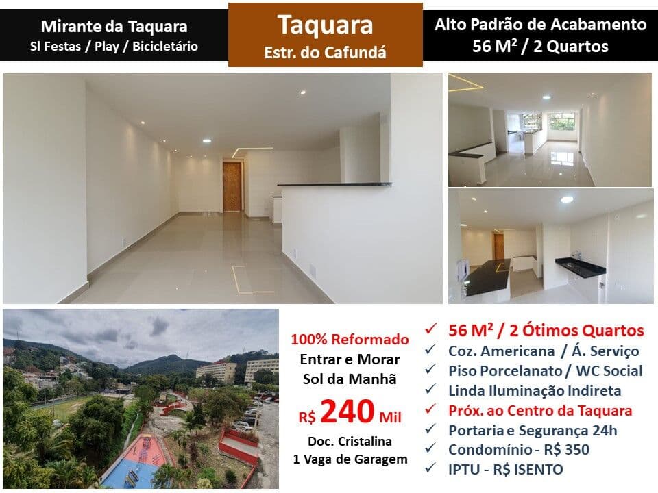 Apto JPA Taquara Cafundá Mirante da Taquara 56M² 2