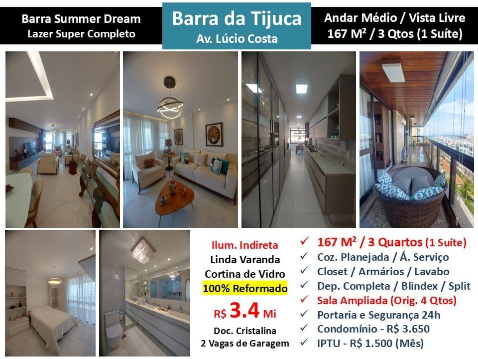 Apto Barra da Tijuca Praia Summer Dream 167M²