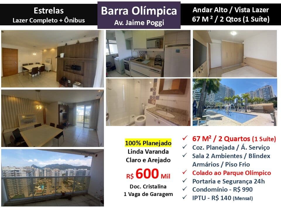 Apto Barra Olímpica Estrelas 67M²